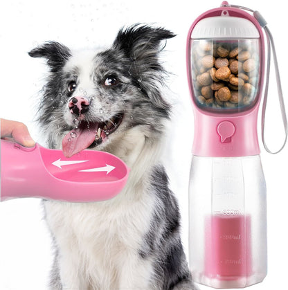 🐶3-in-1 Portable Pet Water Bottle with Food & Waste Bag Dispenser