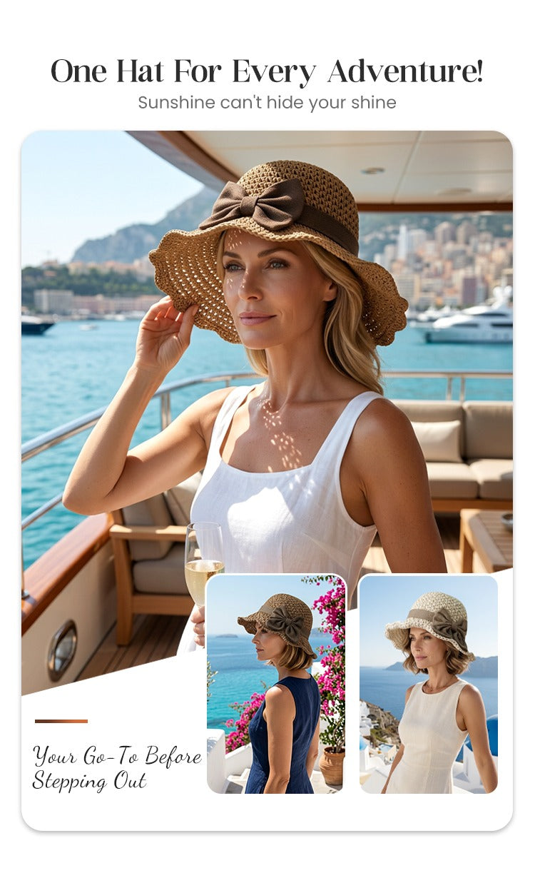 🔥 Hot Sale 49% OFF🔥Elegant Woven Straw Sun Hat with Bow🌞
