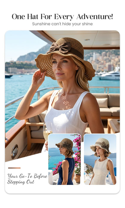 🔥 Hot Sale 49% OFF🔥Elegant Woven Straw Sun Hat with Bow🌞
