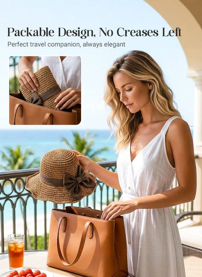 🔥 Hot Sale 49% OFF🔥Elegant Woven Straw Sun Hat with Bow🌞