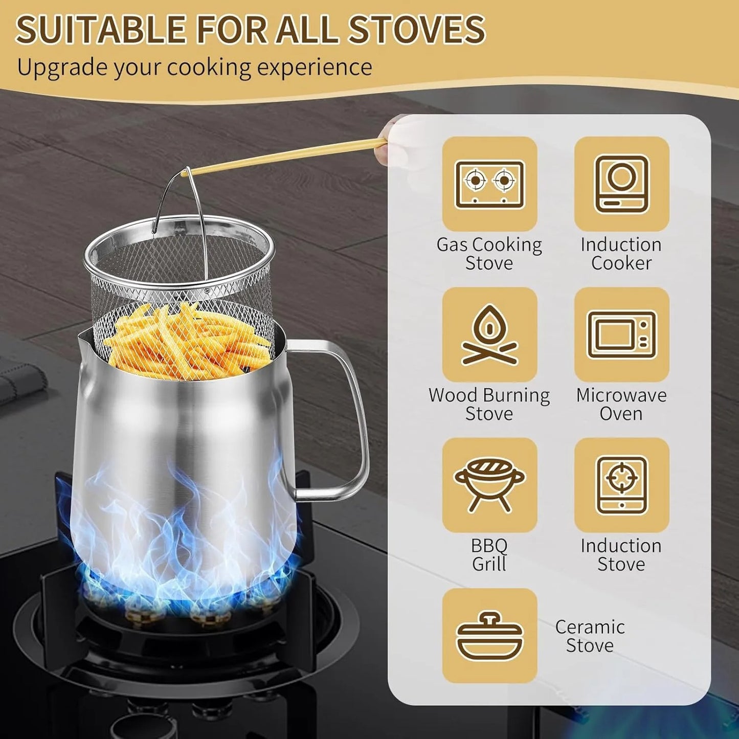 🔥LAST DAY 50% OFF-68oz Stainless Steel Deep Fryer Pot