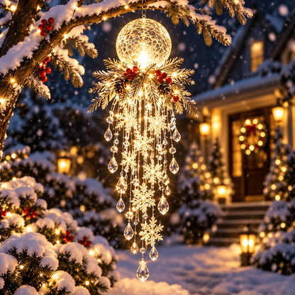 Crystal Cascade Christmas Snowflake LED Hanging Light✨❄️