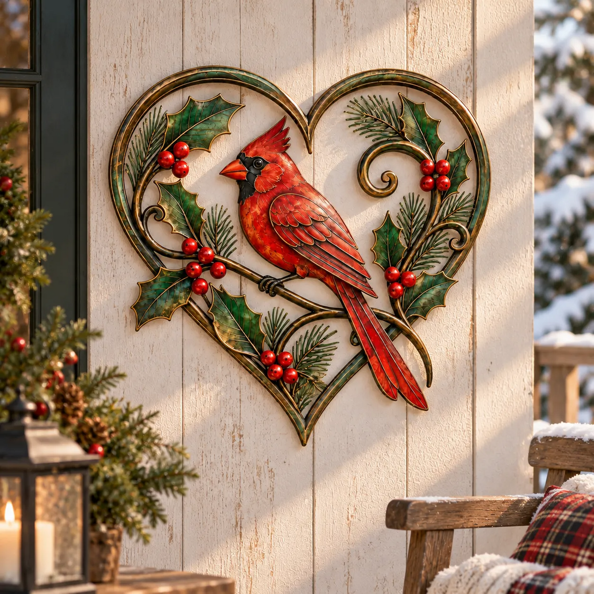 🐦Christmas Cardinal Heart Metal Wall Decor