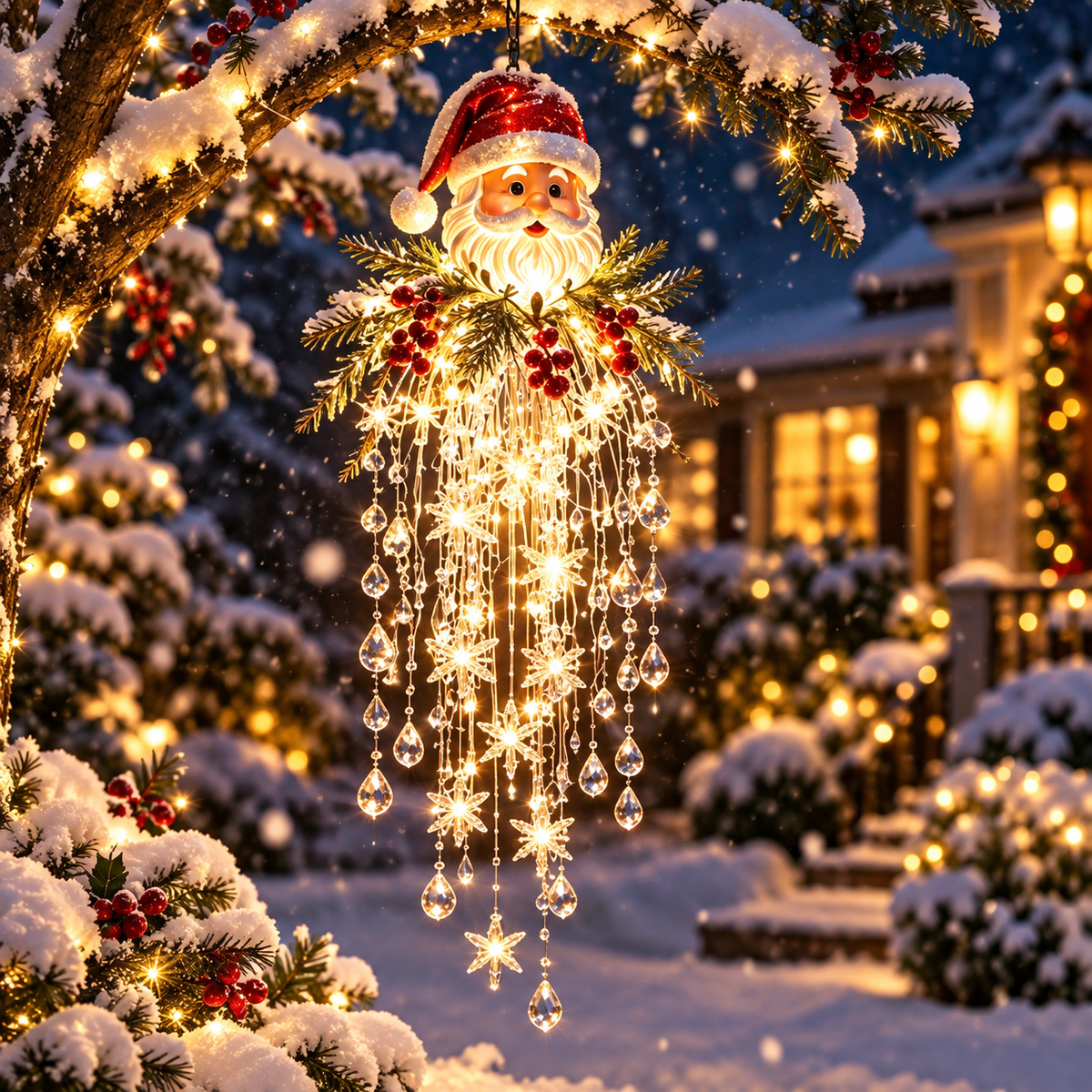 Santa Claus Christmas cascading LED hanging light