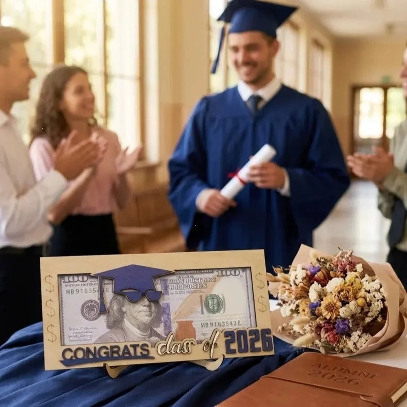 2026 Graduation Money Holder | Wooden Cash Gift Box – Unique Graduation Keepsake for High School or College Grad