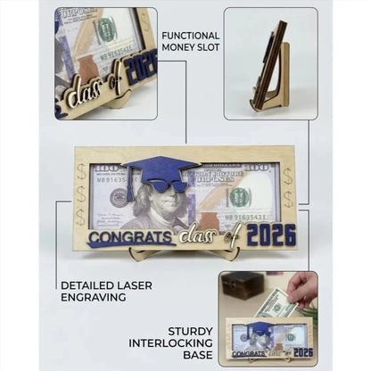 2026 Graduation Money Holder | Wooden Cash Gift Box – Unique Graduation Keepsake for High School or College Grad