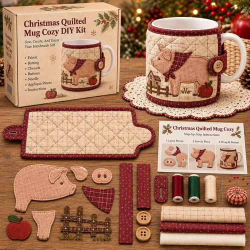 🐷 Farmhouse Friends Mug Cozy Sewing Kit