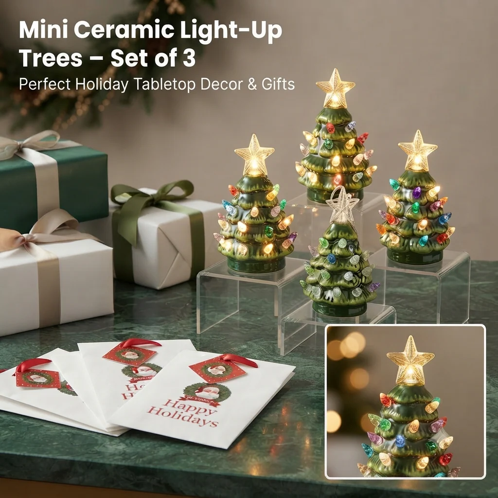 Christmas Set of 4 Mini Nostalgic Tree Ornaments with Gift Bags