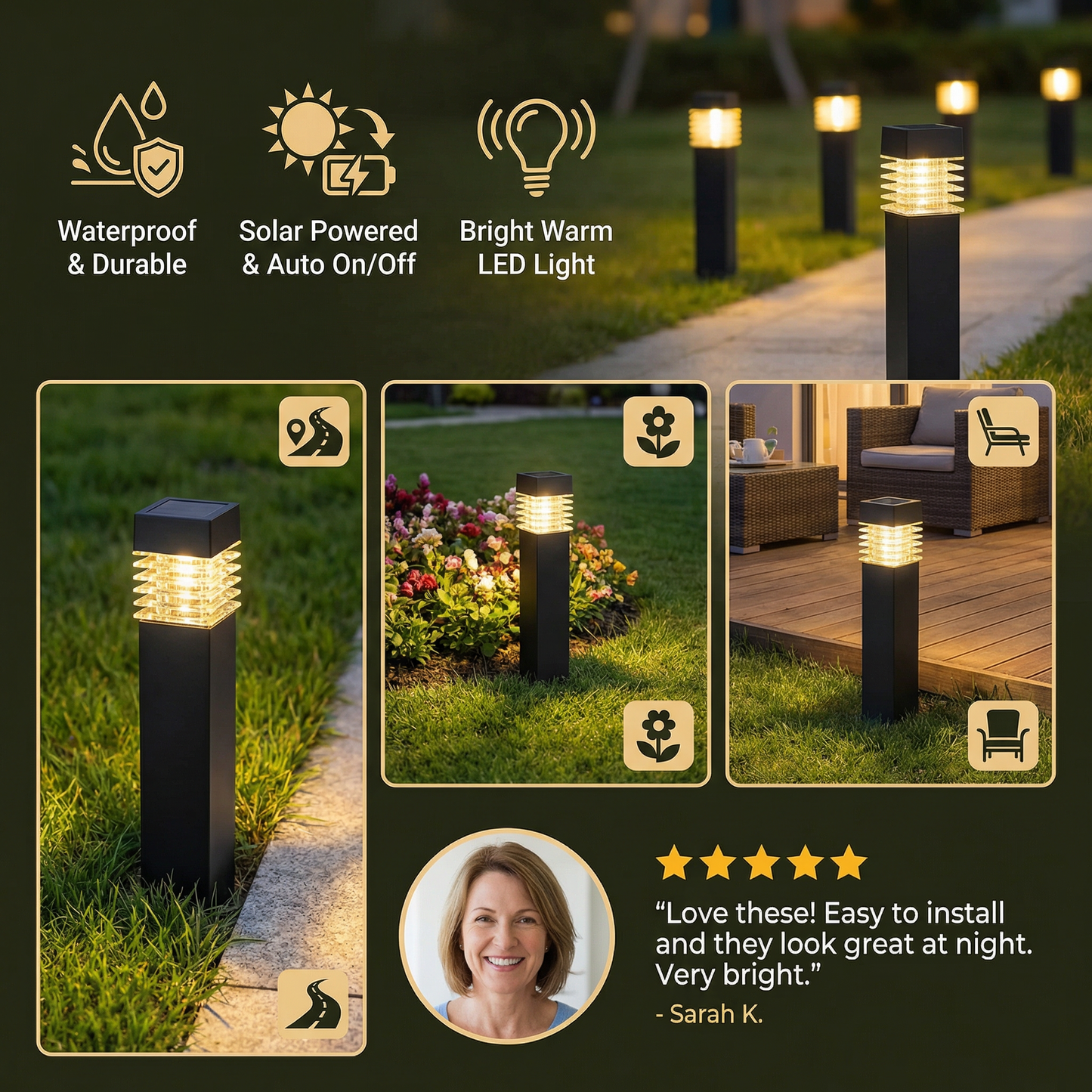 Solar LED Ground Lights – Waterproof Garden Lights for Pathway, Lawn & Patio