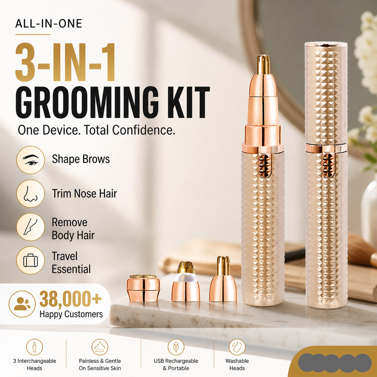 ✂️ 2026 Sale — Over 38,000 Sold!🔥 Portable Electric Eyebrow Trimmer – Interchangeable Heads 🪒