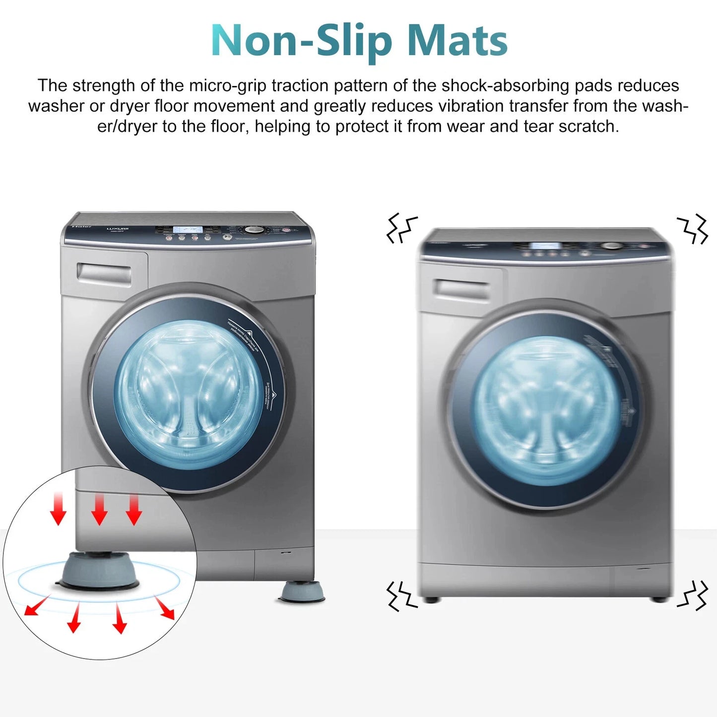 ⚡ Last Day 47% OFF – 4PCS Anti Vibration Washing Machine Mats Support Anti-Slip Rubber Feet Base Pads