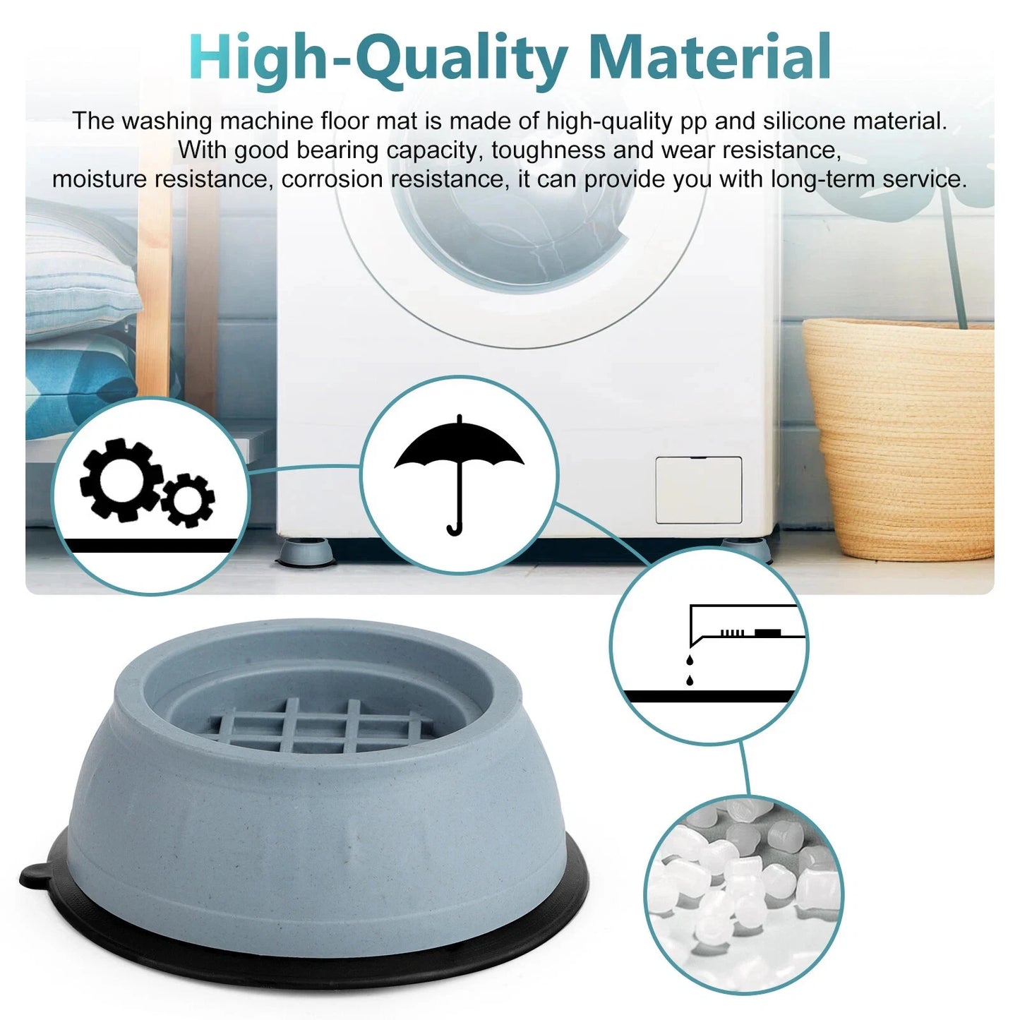 ⚡ Last Day 47% OFF – 4PCS Anti Vibration Washing Machine Mats Support Anti-Slip Rubber Feet Base Pads