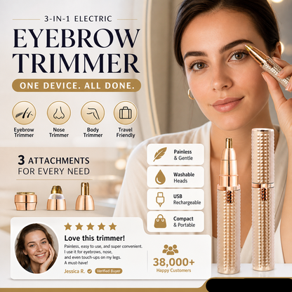 ✂️ 2026 Sale — Over 38,000 Sold!🔥 Portable Electric Eyebrow Trimmer – Interchangeable Heads 🪒