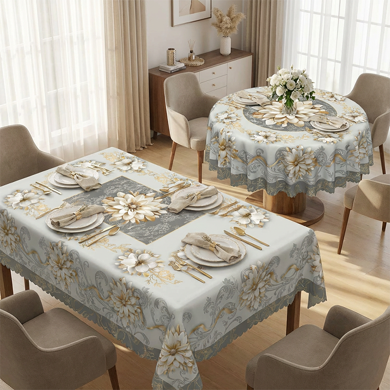 ⏳Limited-time 50% off⏰Elegant Waterproof Embossed Floral Tablecloth🌸✨