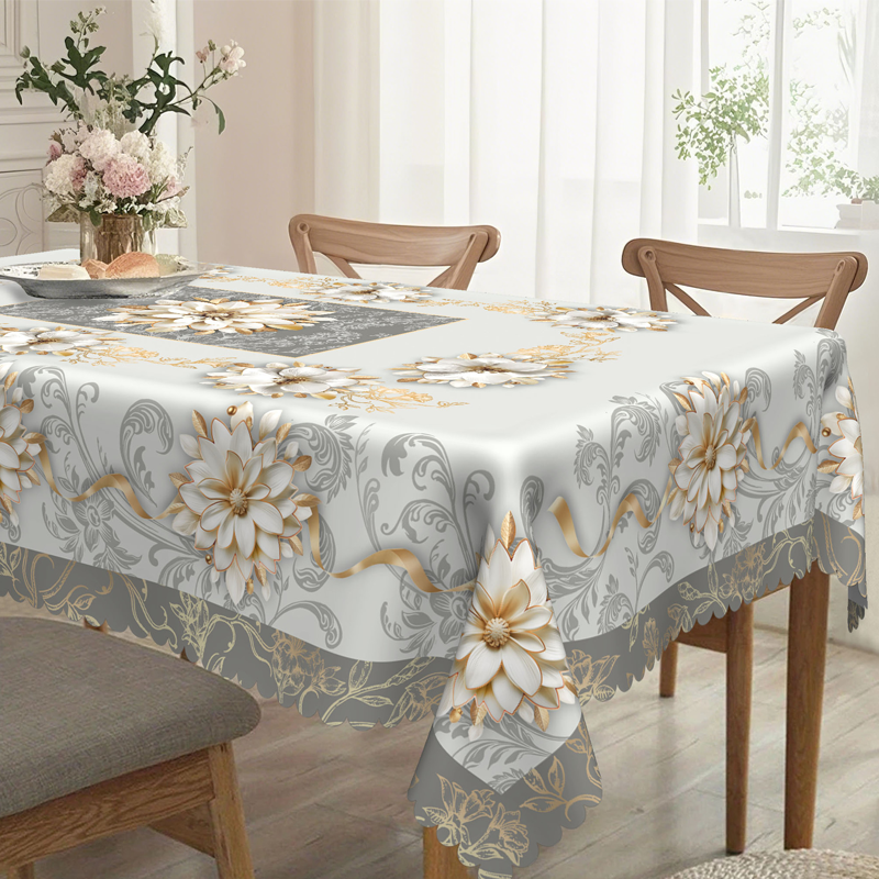 ⏳Limited-time 50% off⏰Elegant Waterproof Embossed Floral Tablecloth🌸✨