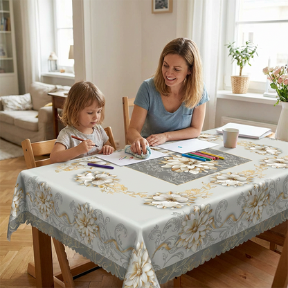 ⏳Limited-time 50% off⏰Elegant Waterproof Embossed Floral Tablecloth🌸✨