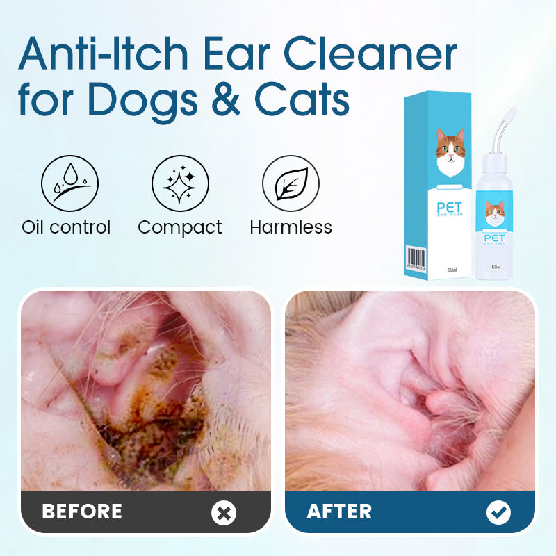 Pet ear cleaner helping loosen wax and debris