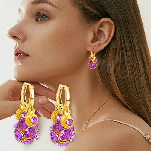 🔥Last Day 49% OFF💥Vintage Vergulde Oorbellen met Paarse Kristallen Bol