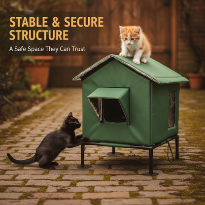 🐱 LIMITED-TIME 50% OFF! ✨ All-Weather Elevated Outdoor Cat House – Waterproof, Thermal Lining, Foldable🐱