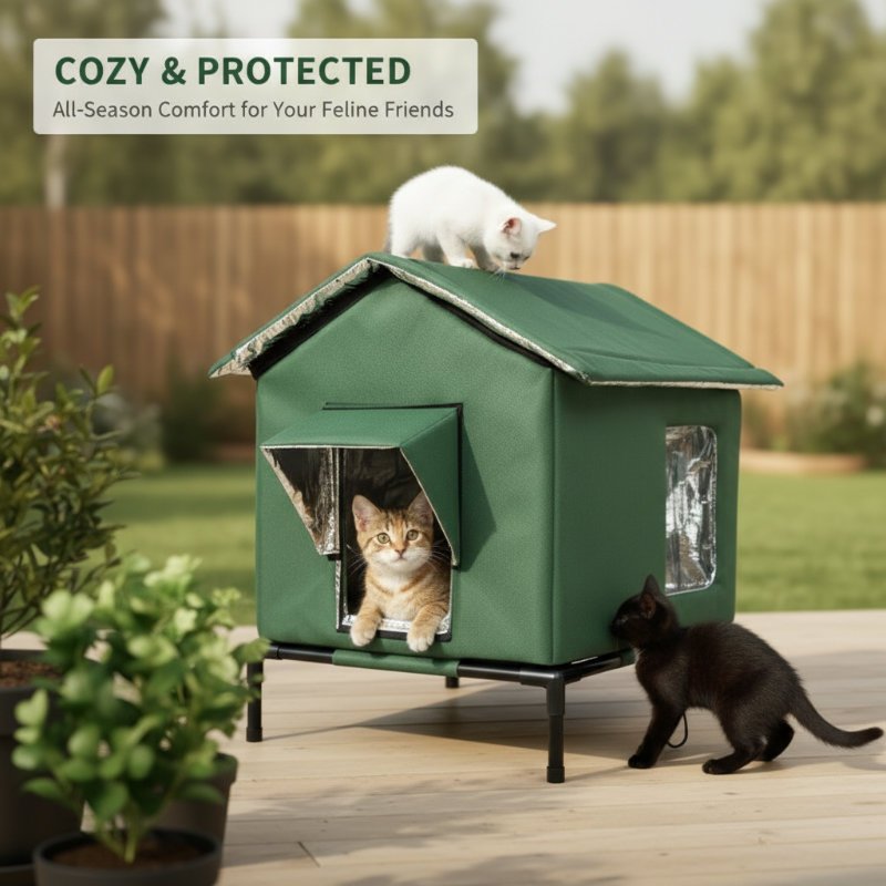 🐱 LIMITED-TIME 50% OFF! ✨ All-Weather Elevated Outdoor Cat House – Waterproof, Thermal Lining, Foldable🐱