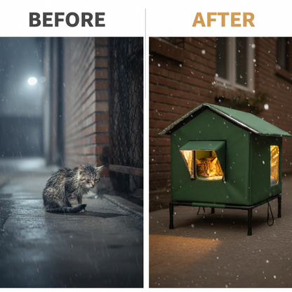 🐱 LIMITED-TIME 50% OFF! ✨ All-Weather Elevated Outdoor Cat House – Waterproof, Thermal Lining, Foldable🐱