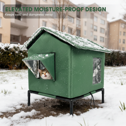 🐱 LIMITED-TIME 50% OFF! ✨ All-Weather Elevated Outdoor Cat House – Waterproof, Thermal Lining, Foldable🐱