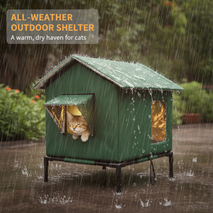🐱 LIMITED-TIME 50% OFF! ✨ All-Weather Elevated Outdoor Cat House – Waterproof, Thermal Lining, Foldable🐱