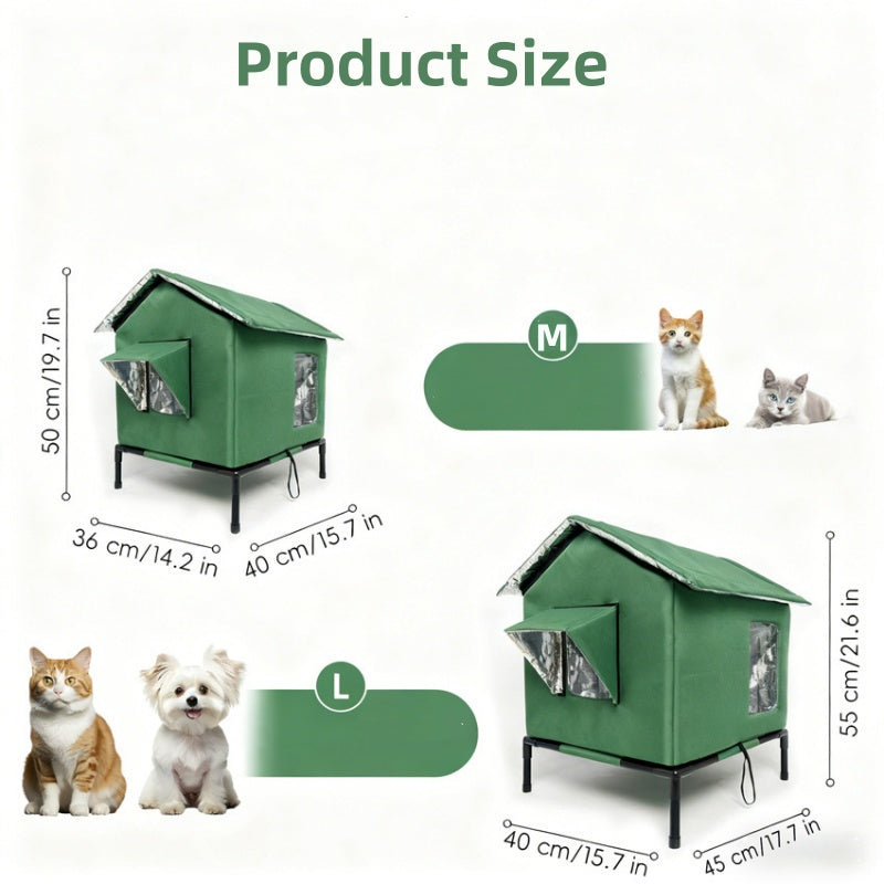 🐱 LIMITED-TIME 50% OFF! ✨ All-Weather Elevated Outdoor Cat House – Waterproof, Thermal Lining, Foldable🐱