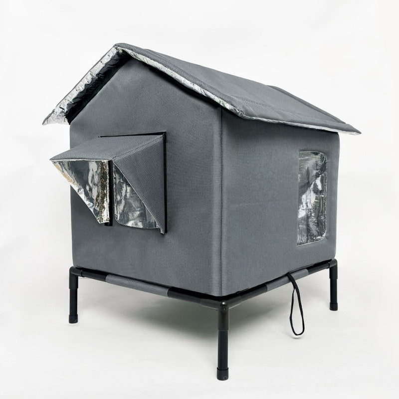 🐱 LIMITED-TIME 50% OFF! ✨ All-Weather Elevated Outdoor Cat House – Waterproof, Thermal Lining, Foldable🐱