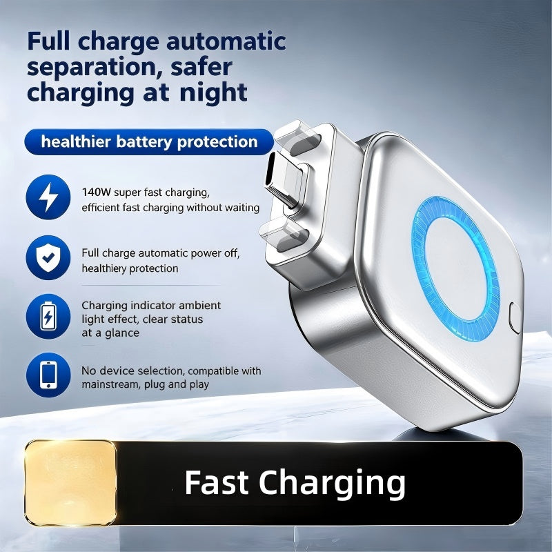 🌞Fresh Into Spring With 50% Off!⚡140W Super Fast Charger with AI Automatic Shutdown - USB-C PD3.1 - Intelligent Battery Protection - Universal for iPhone, MacBook & Tablets