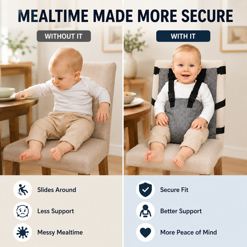 🎉 2026 Sale — Over 34,700 Sold!👶 Portable Baby High Chair Safety Harness Strap