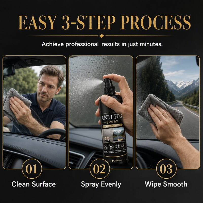 🚗50% OFF NOW! Car Glass Anti‑Fog Spray‑ 24H Long‑Lasting Streak‑Free Defogger Spray, Instant Clear Vision for Windshield, Rear‑view Mirror & Vehicle Glass Surfaces