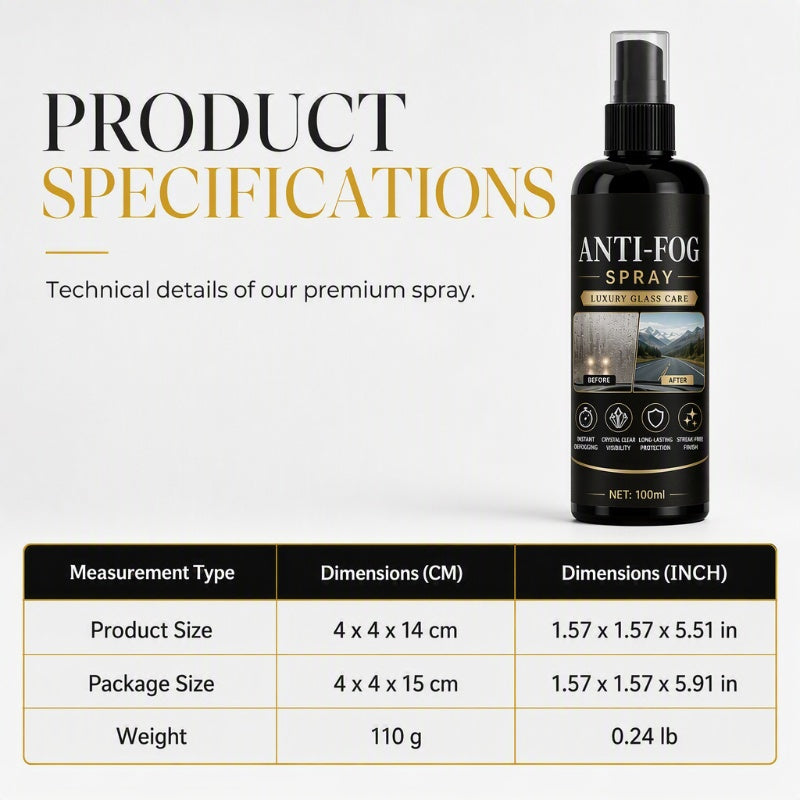 🚗50% OFF NOW! Car Glass Anti‑Fog Spray‑ 24H Long‑Lasting Streak‑Free Defogger Spray, Instant Clear Vision for Windshield, Rear‑view Mirror & Vehicle Glass Surfaces