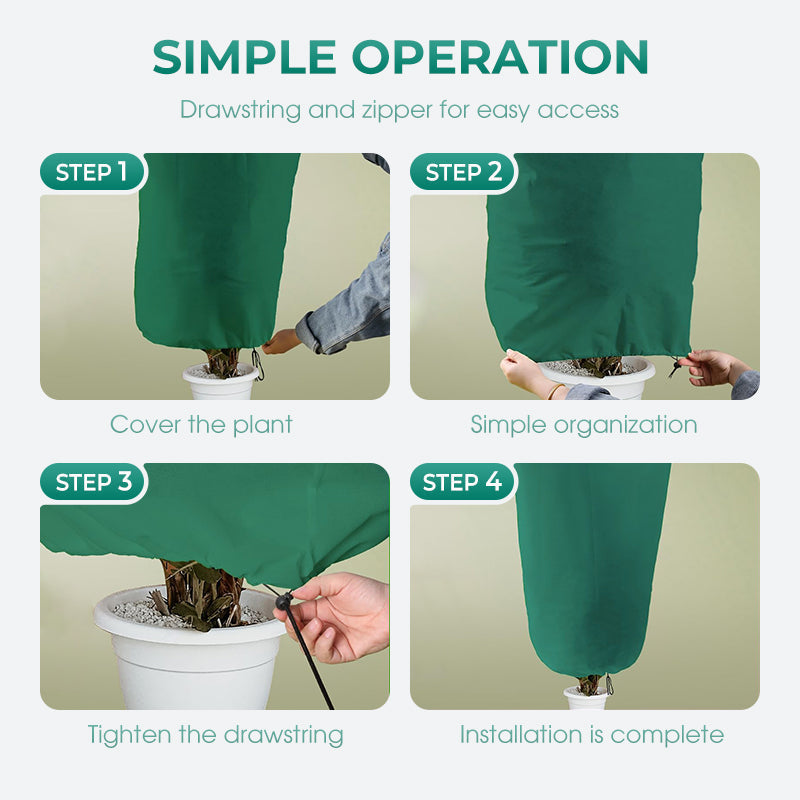 🌱 Winter Plant Cover — Freeze Protection, Zipper & Drawstring, Clear Window
