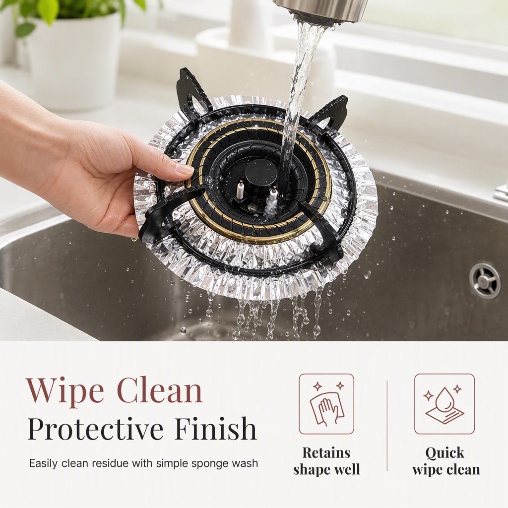🍳 10-Pack Heavy-Duty Foil Gas Stove Burner Liners – Easy Kitchen Cleanup ✨