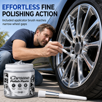 ✨50% OFF NOW! Metal Chrome Polish & Restorer Paste with Brush – Heavy-Duty Chrome Polishing Cream, Oxidation Remover for Car Wheels, Metal Trim, Faucets & Chrome Surfaces