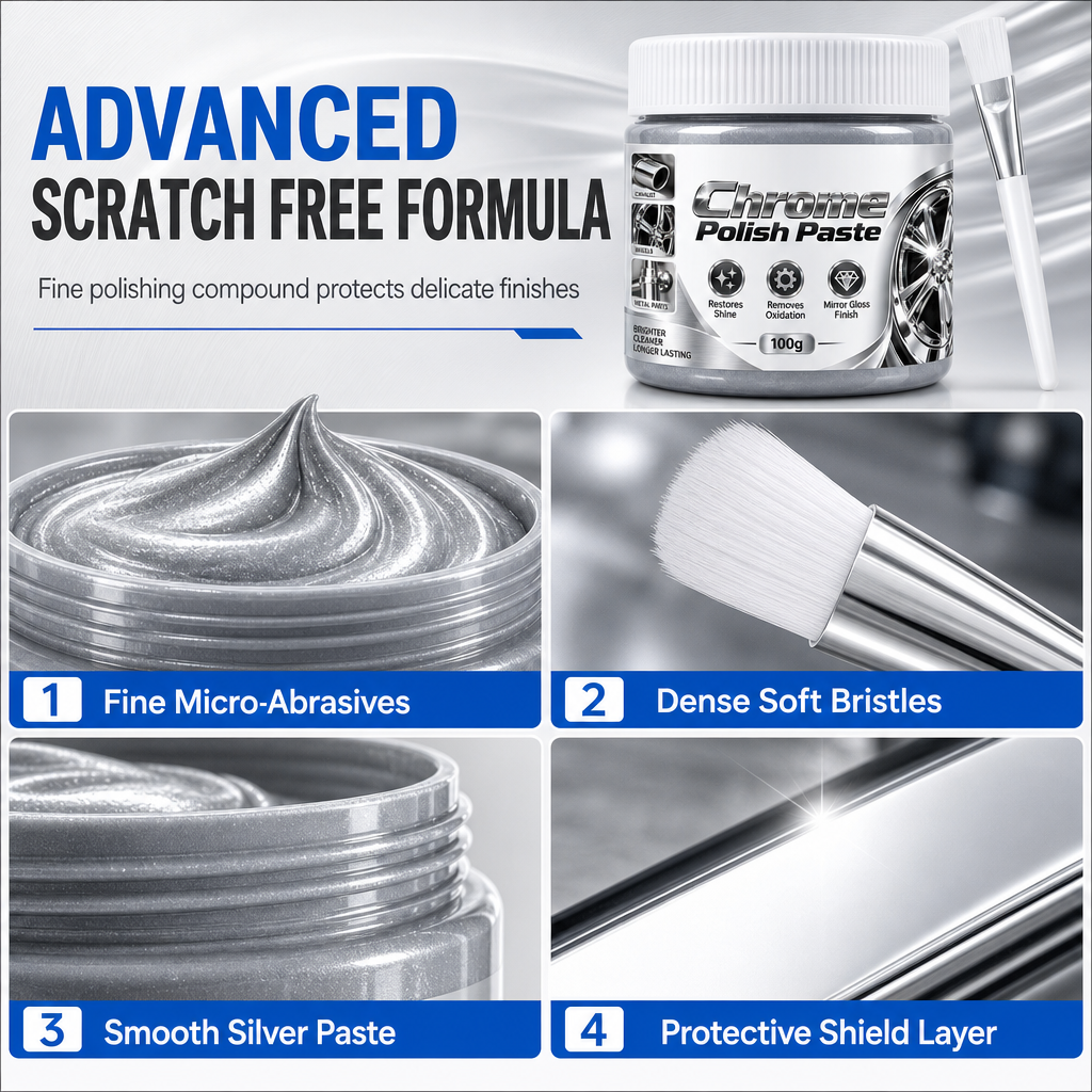 ✨ Metal & Chrome Polish Restorer Paste with Brush – 100 g⏳