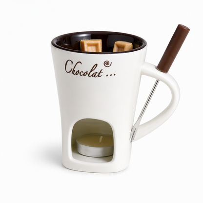Ceramic Chocolate and Cheese Fondue Melter Mug with Fork🍀