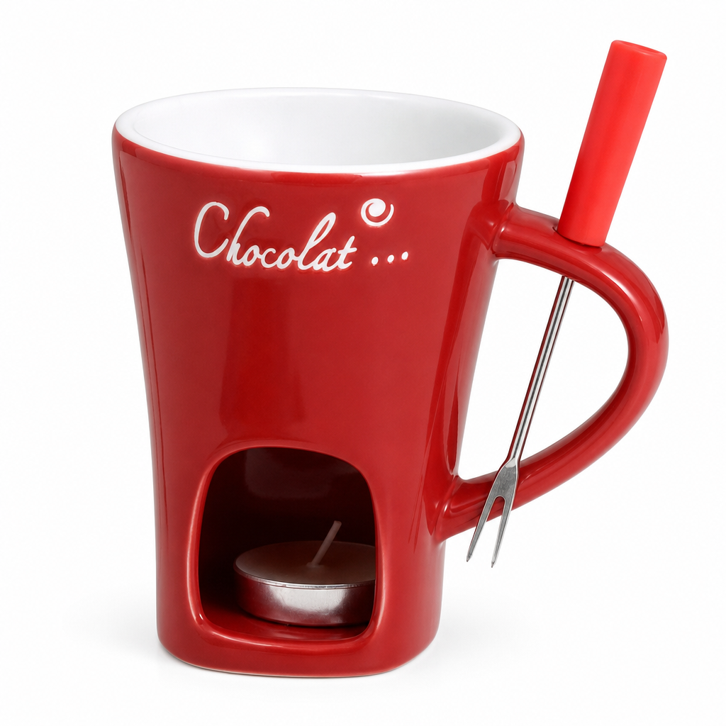 Ceramic Chocolate and Cheese Fondue Melter Mug with Fork🍀