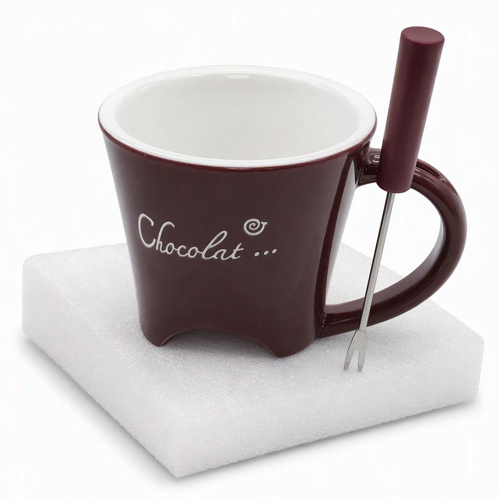 Ceramic Chocolate and Cheese Fondue Melter Mug with Fork🍀