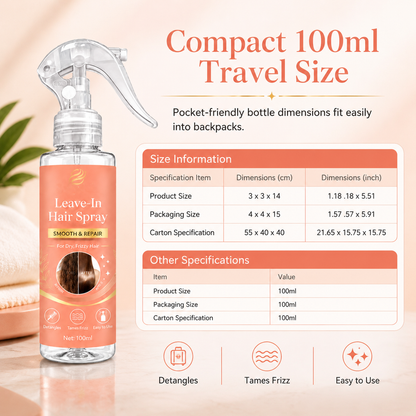 Smoothing and Repair Leave-In Hair Spray for Dry Frizzy and Tangled Hair 100ml⏳
