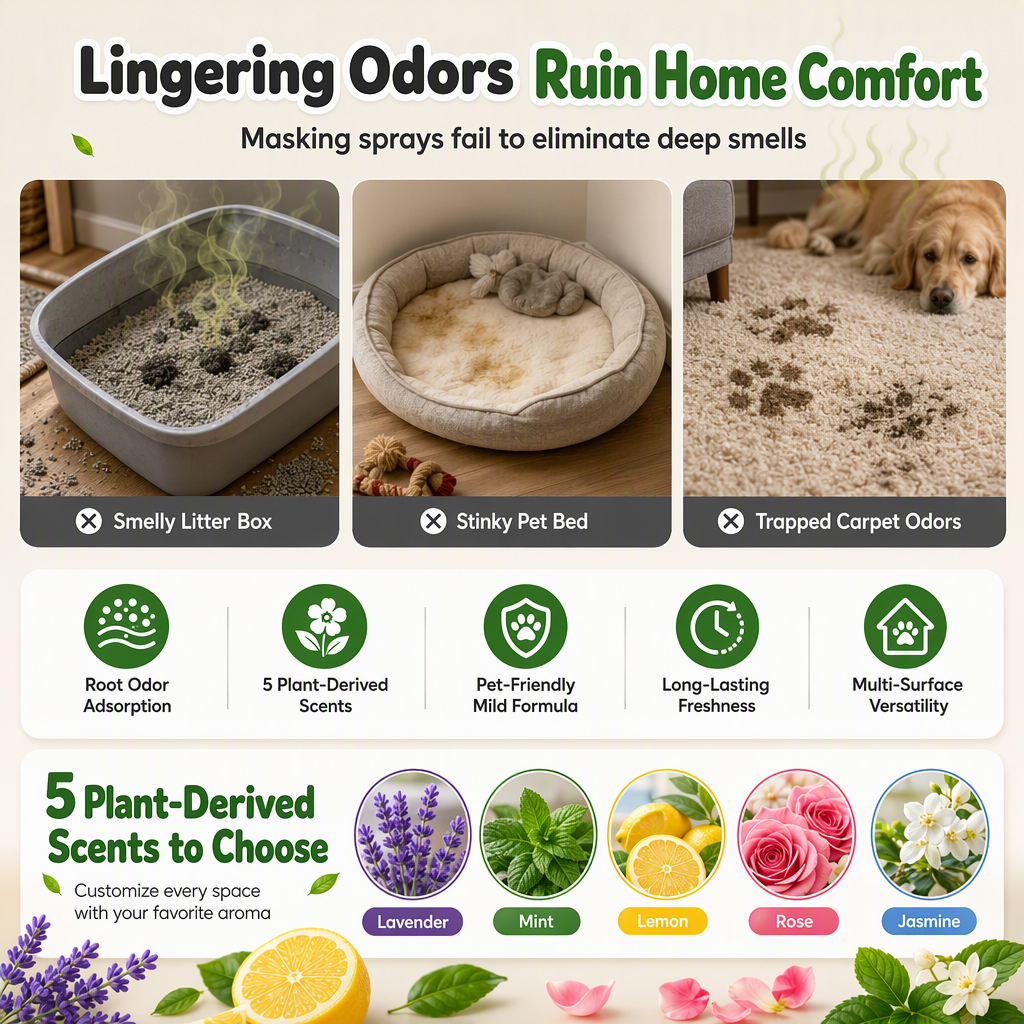 📢📢40% OFF !! ⏰Cat Litter Deodorizing Granules – Easy Sprinkle-On Odor Control in Five Fresh Scents 🌿🏠