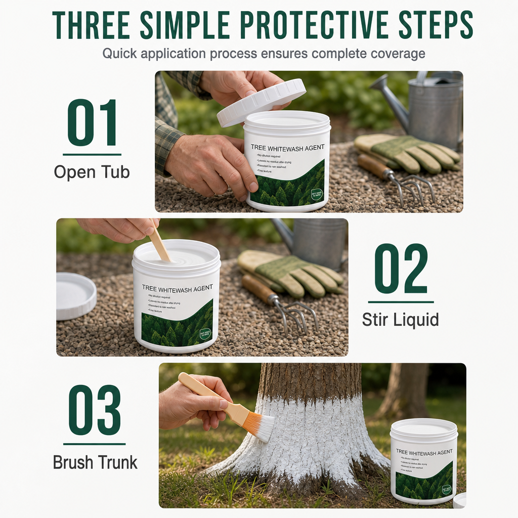 🌳🖌️ Tree Trunk Whitewash – Brush-On Bark Protection🍀