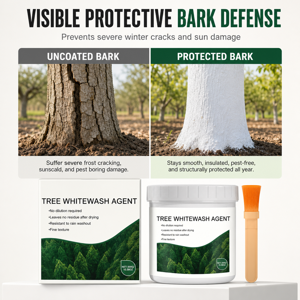 🌳🖌️ Tree Trunk Whitewash – Brush-On Bark Protection🍀