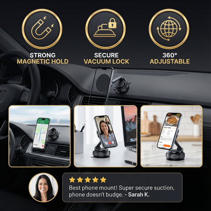 Magnetic Suction Cup – Extendable 360° Phone Holder with Vacuum Lock