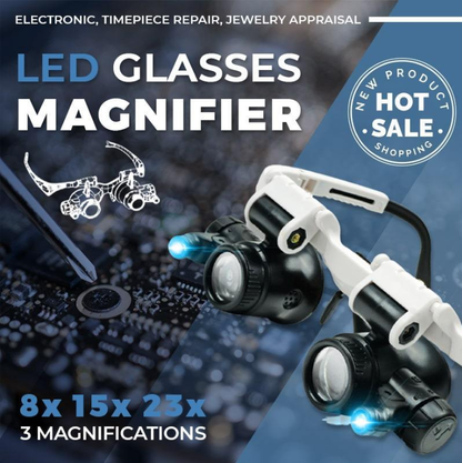 🔍👓 LED magnifying glasses – 23x magnification 💡✨ bright & hands-free. Ideal for precision work, soldering, and crafting. Save 50% now!