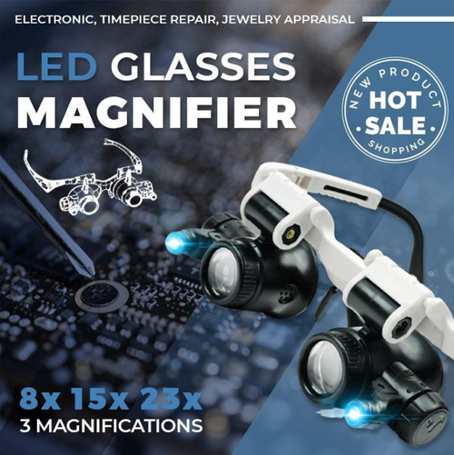 🔍👓 LED magnifying glasses – 23x magnification 💡✨ bright & hands-free. Ideal for precision work, soldering, and crafting. Save 50% now!