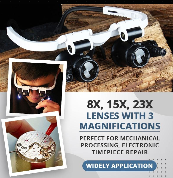 🔍👓 LED magnifying glasses – 23x magnification 💡✨ bright & hands-free. Ideal for precision work, soldering, and crafting. Save 50% now!