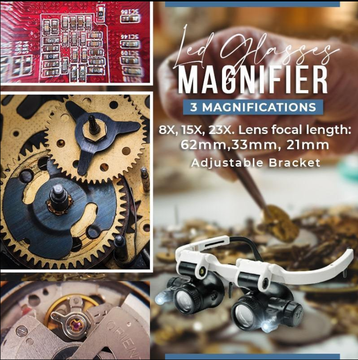 🔍👓 LED magnifying glasses – 23x magnification 💡✨ bright & hands-free. Ideal for precision work, soldering, and crafting. Save 50% now!